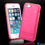 Чехол розовый бампер с кожей на Iphone 5/5s