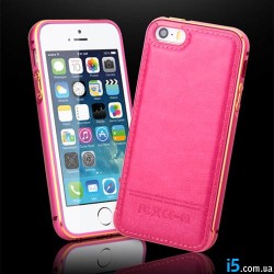 Чехол розовый бампер с кожей на Iphone 5/5s Чехол розовый бампер с кожей на Iphone 5/5s